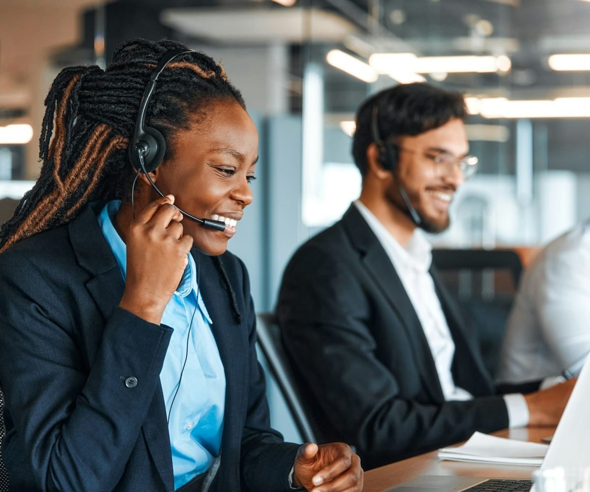 People working in a call center